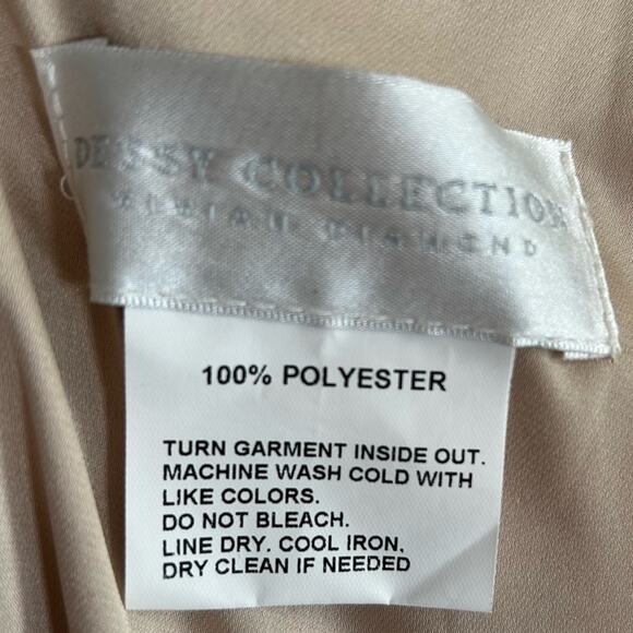 DESSY COLLECTION Draped Twist Empire Waist Gown in Champagne - Picture 8 of 10